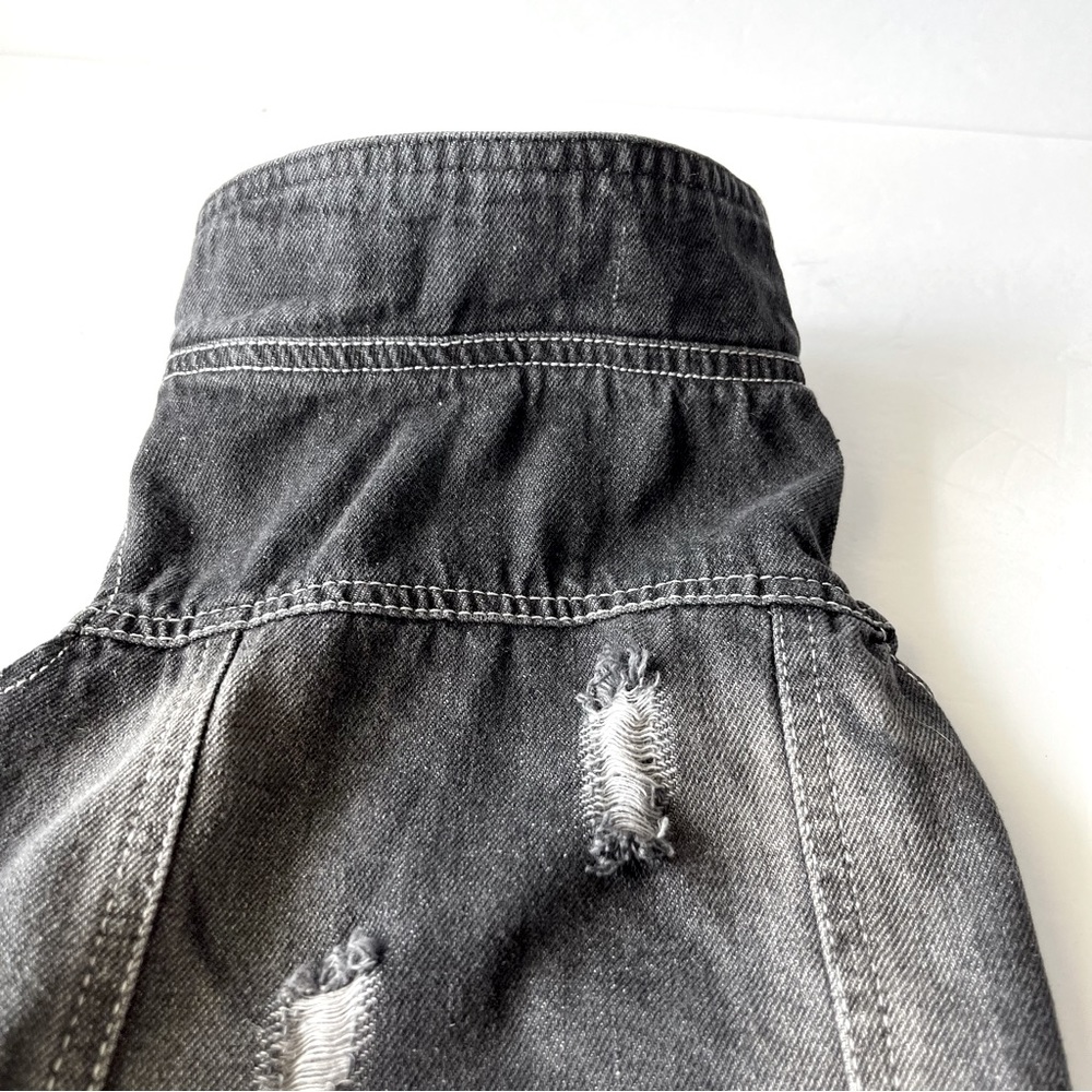 Bei Chong Black Distressed Denim Doggie Jacket Size S - Picture 6 of 8